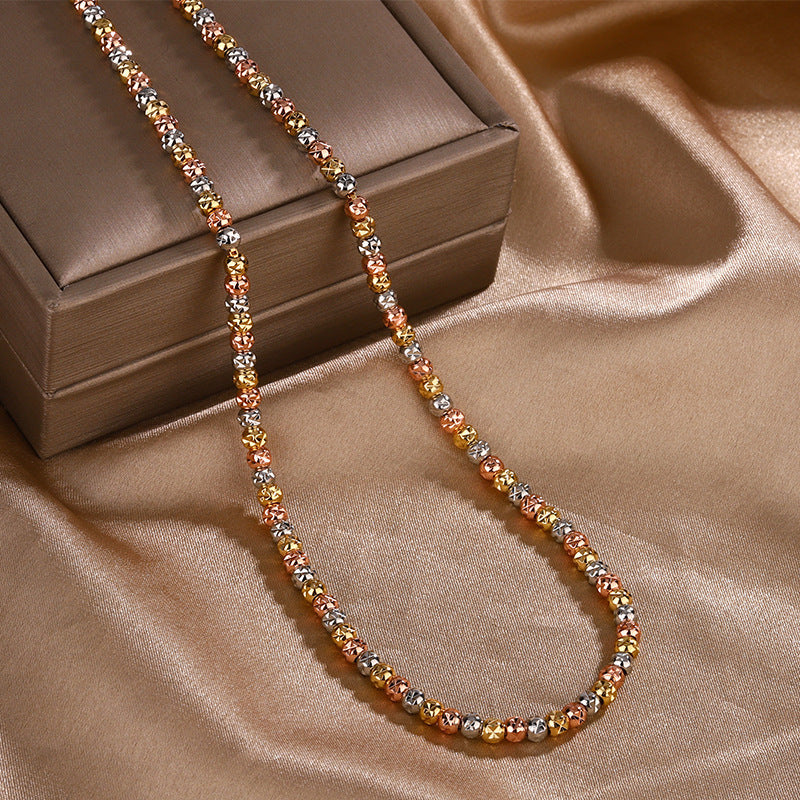 Women's Retro Elegance Electroplated Color Gold Ball Bead Chain Jewelry Set