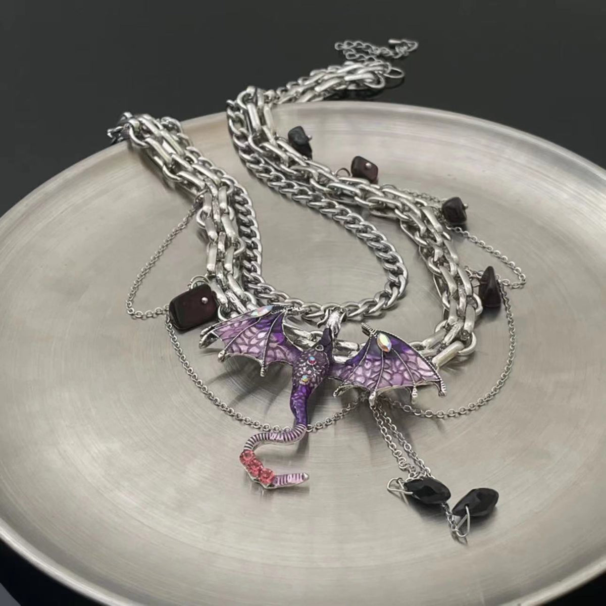 Red Thorn Flying Dragon Design Hot Asian Culture Sweet Cool Necklaces