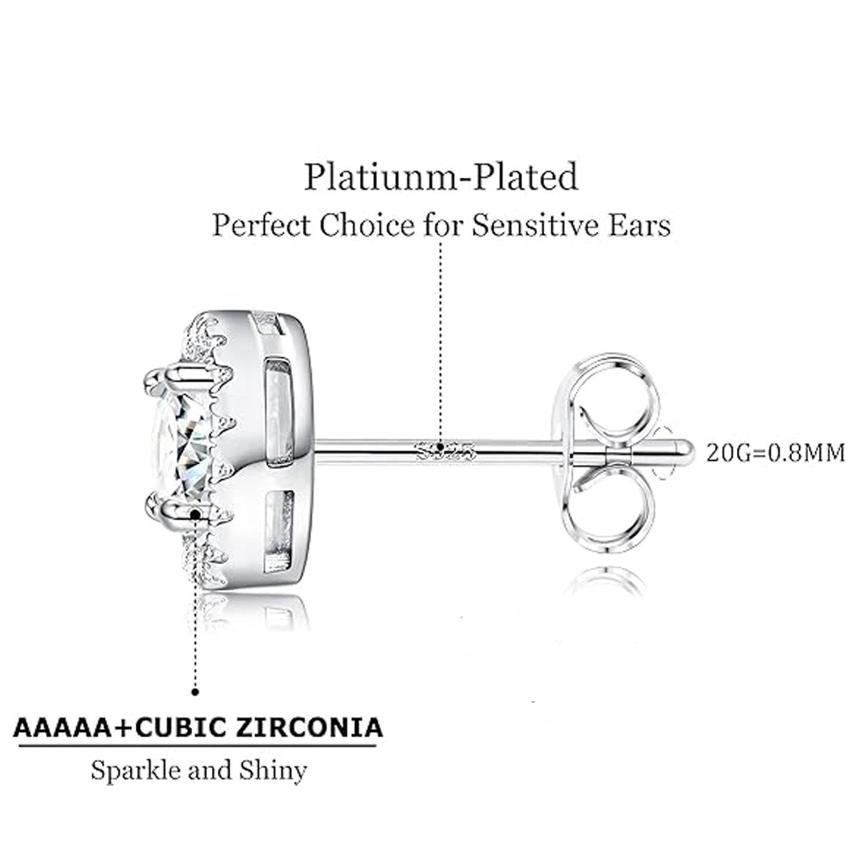 Women's & Men's Round Copper Inlaid Zircon Ear Personality Earrings