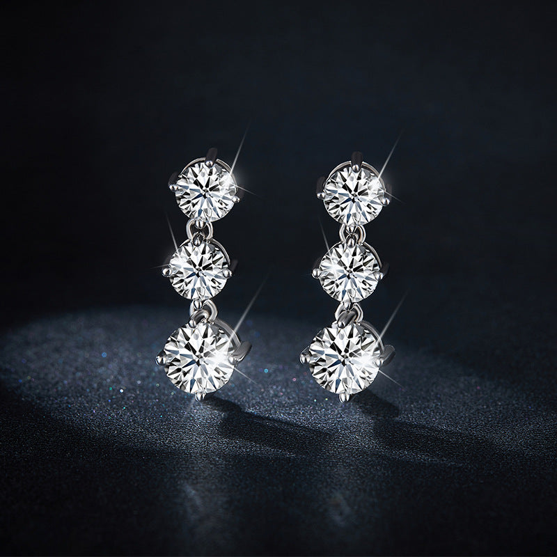 Geometric Four-Prong D-Color VVS1 Moissanite Stud Earrings in 925 Sterling Silver with Gold Plating