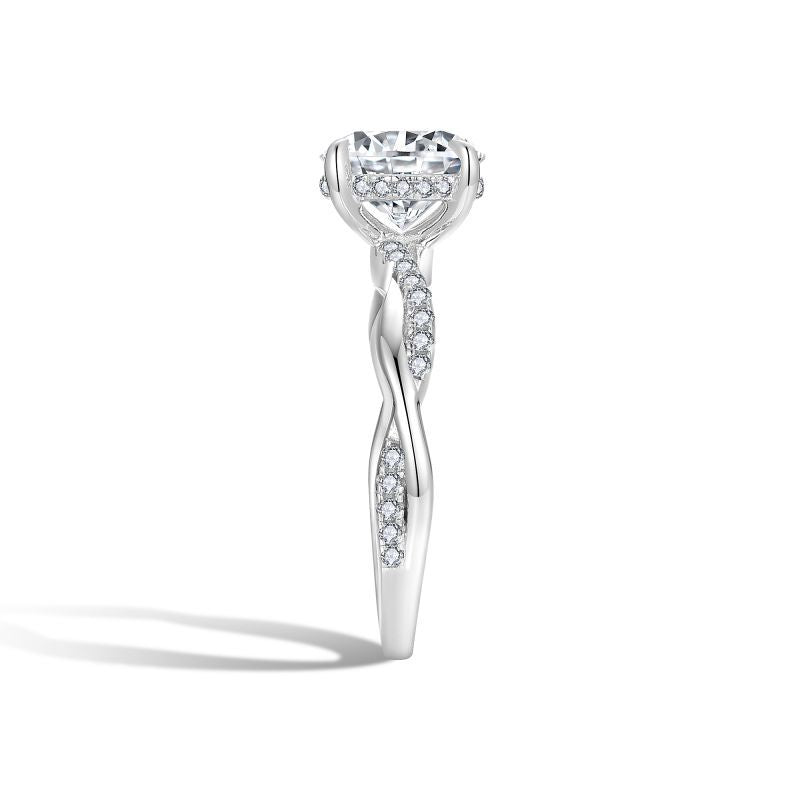 2-Carat Full D-Color VVS1 Moissanite Solitaire Ring with Four-Prong Vine Band – Modern Minimalist Engagement Ring