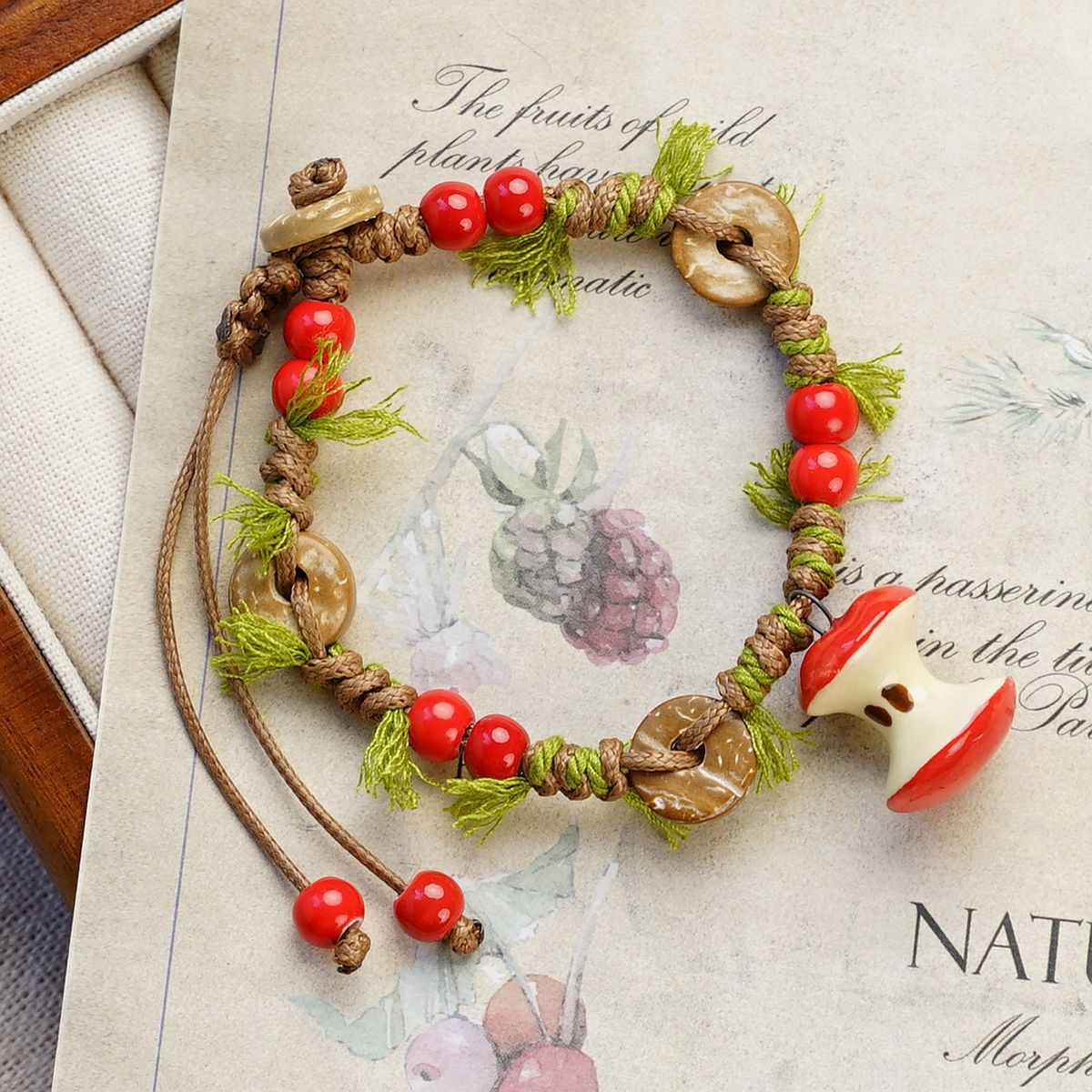 Live Studio Christmas Apple Art Woven Ceramic Carrying Strap Bracelet