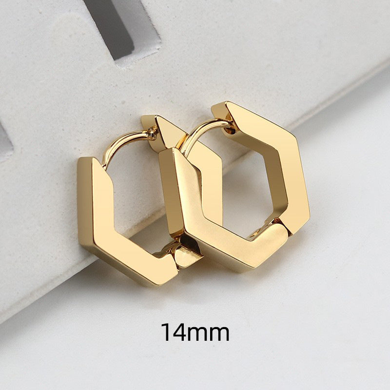 Steel Geometric Personality Hexagon Ear Clip Simple Square Earrings