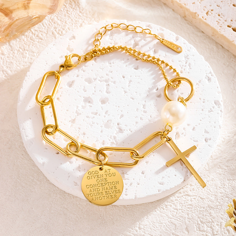Titanium Steel No Fading Gold Plated Female Bracelet