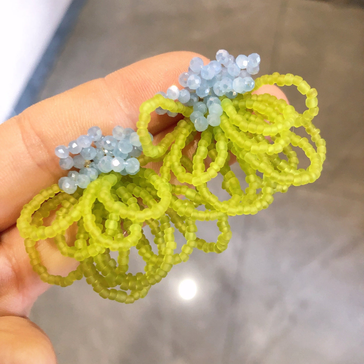 Women's Colorful Beaded Fresh Cute Flowers Design Handmade Stud Earrings