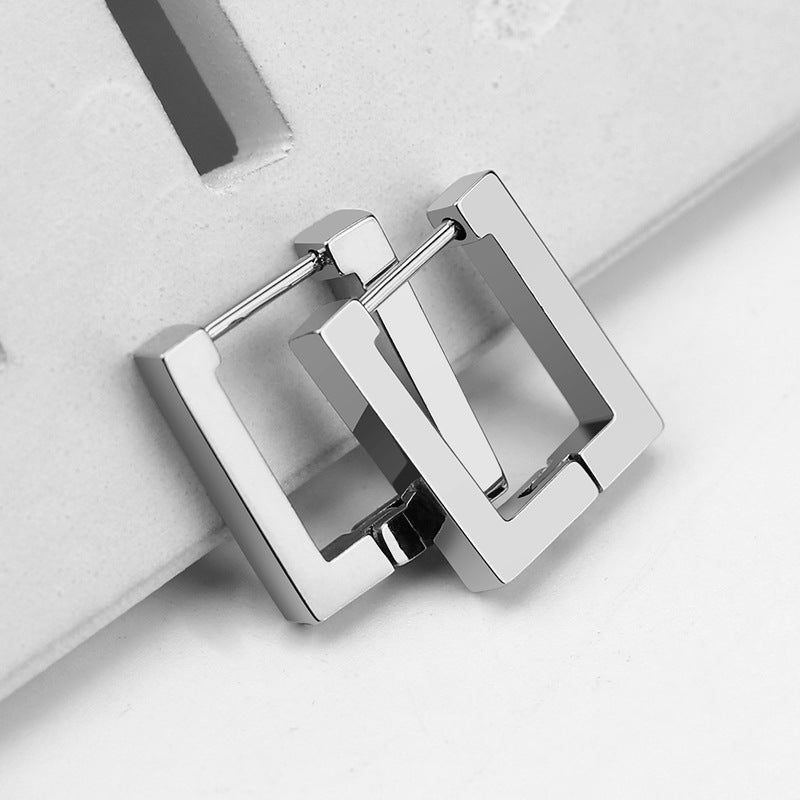 Steel Geometric Personality Hexagon Ear Clip Simple Square Earrings