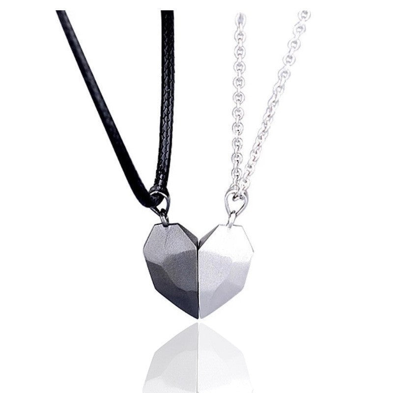 Pair Of Black White Heart-shaped Suction Magnetic Pendants