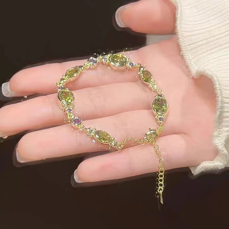 Color Zircon Female French Pink Adjustable Bracelets