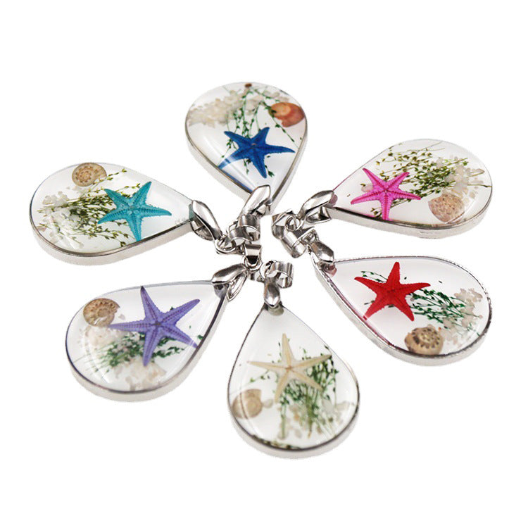 Natural Starfish Specimen Female Summer Resin Necklaces