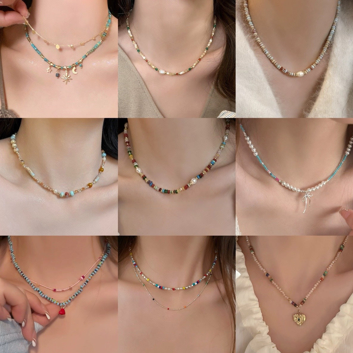Plated Stainless Steel Color Freshwater Pearl Simple Personality Clavicle Chain Necklace