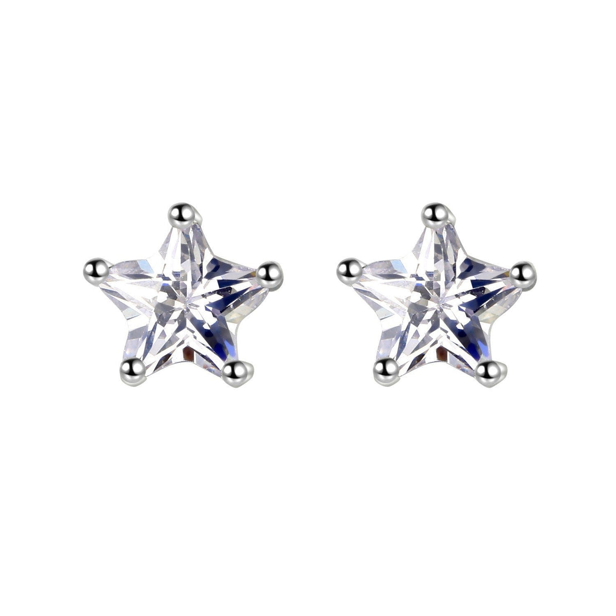 Women's Star Zircon Fashion Pentagram White Plated Stud Earrings