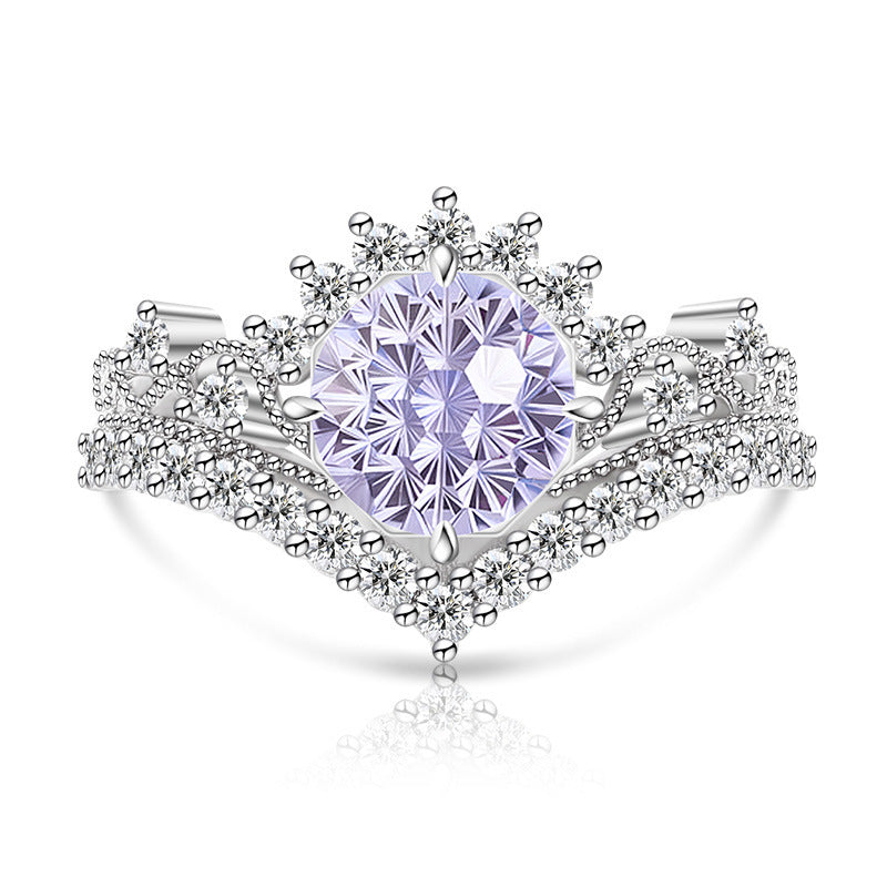 Carbon Diamond Fireworks Cut Garland Female Inlaid Ring