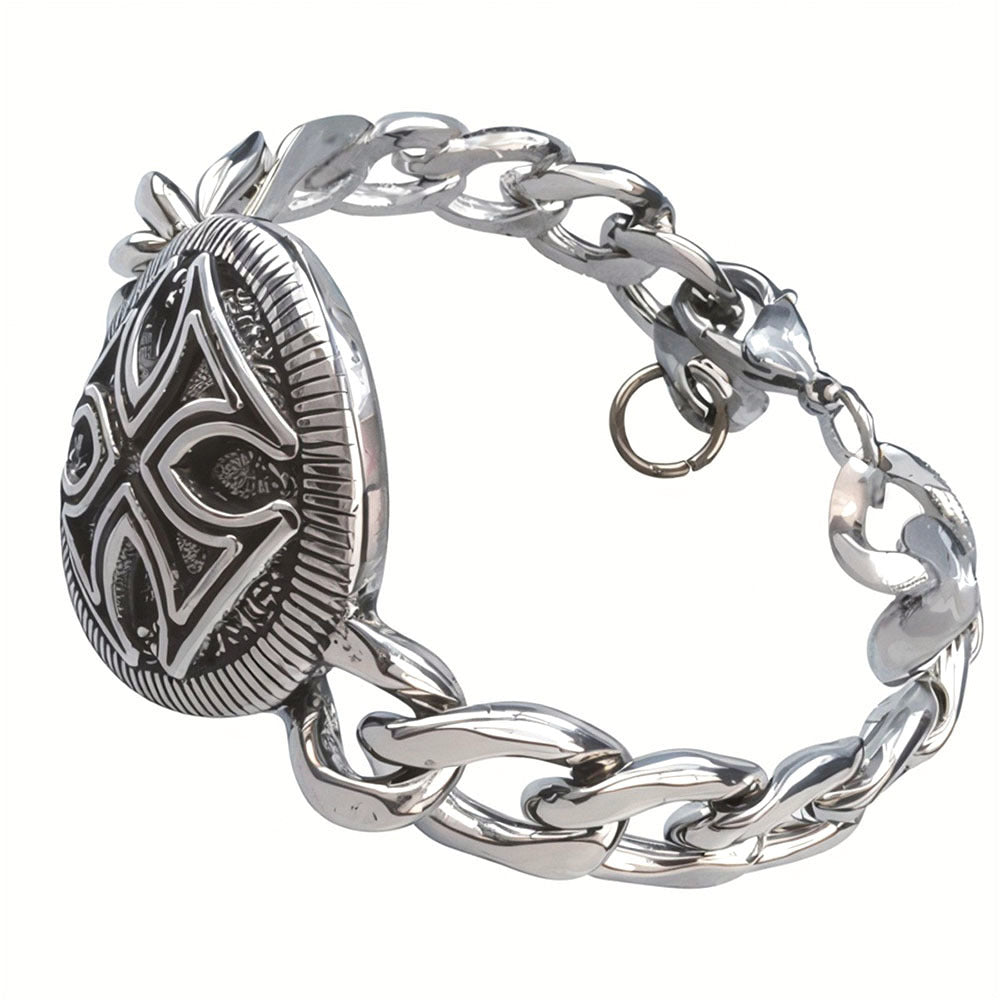 Men's Manly Cross Stainless Steel Skull Halloween Bracelet