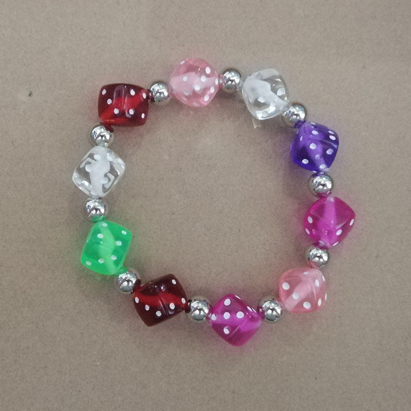 Hand Hip Hop Creative Dice Resin Beaded High Elastic Personality Bracelet