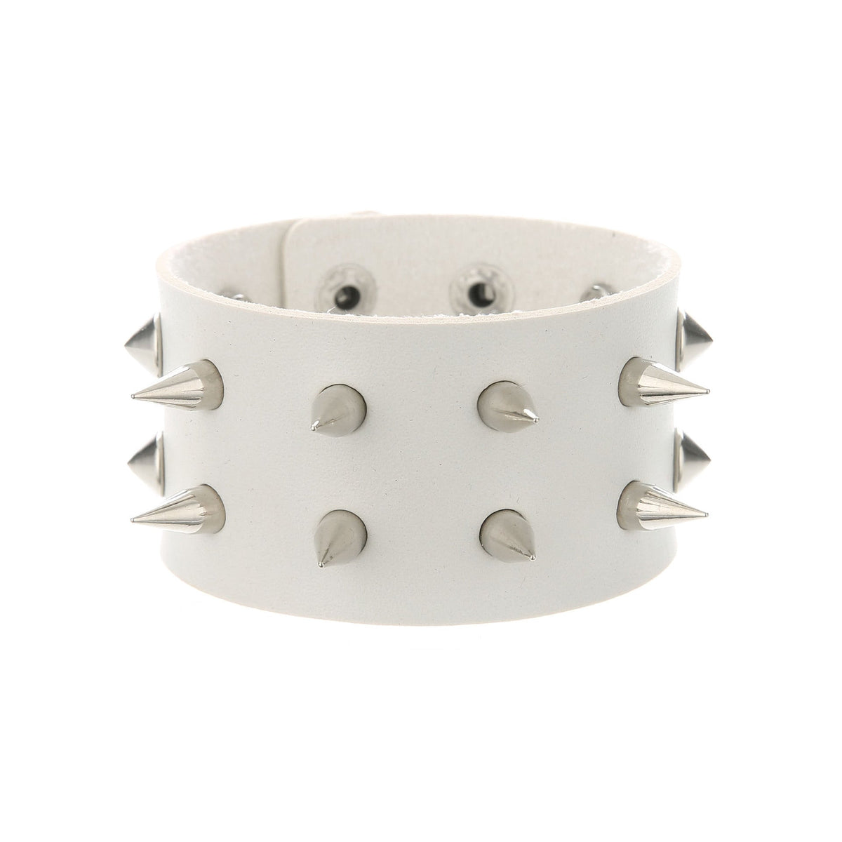 Punk Double Row Alloy Spike Couple Leather Rock Stainless Bracelet