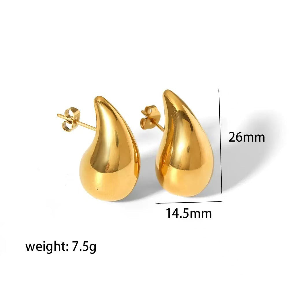 Choice Drop-shaped Stainless Steel Hollow Ear Cold Style Unique Temperament Stud Earrings