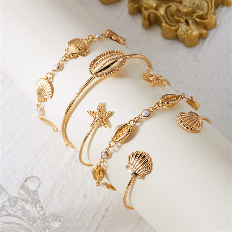Bohemian Holiday Female Summer Beach Starfish Shell Brace Bracelet