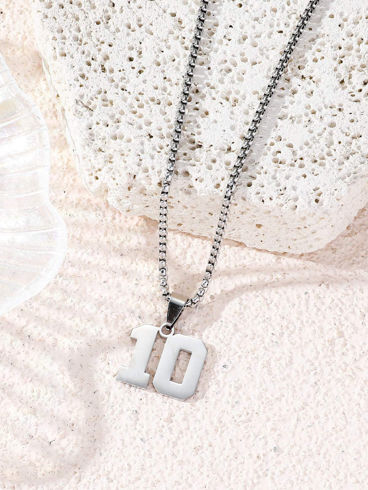 Fashion Stainless Steel Double-sided Digital Male Female Personality Hip Hop Necklaces