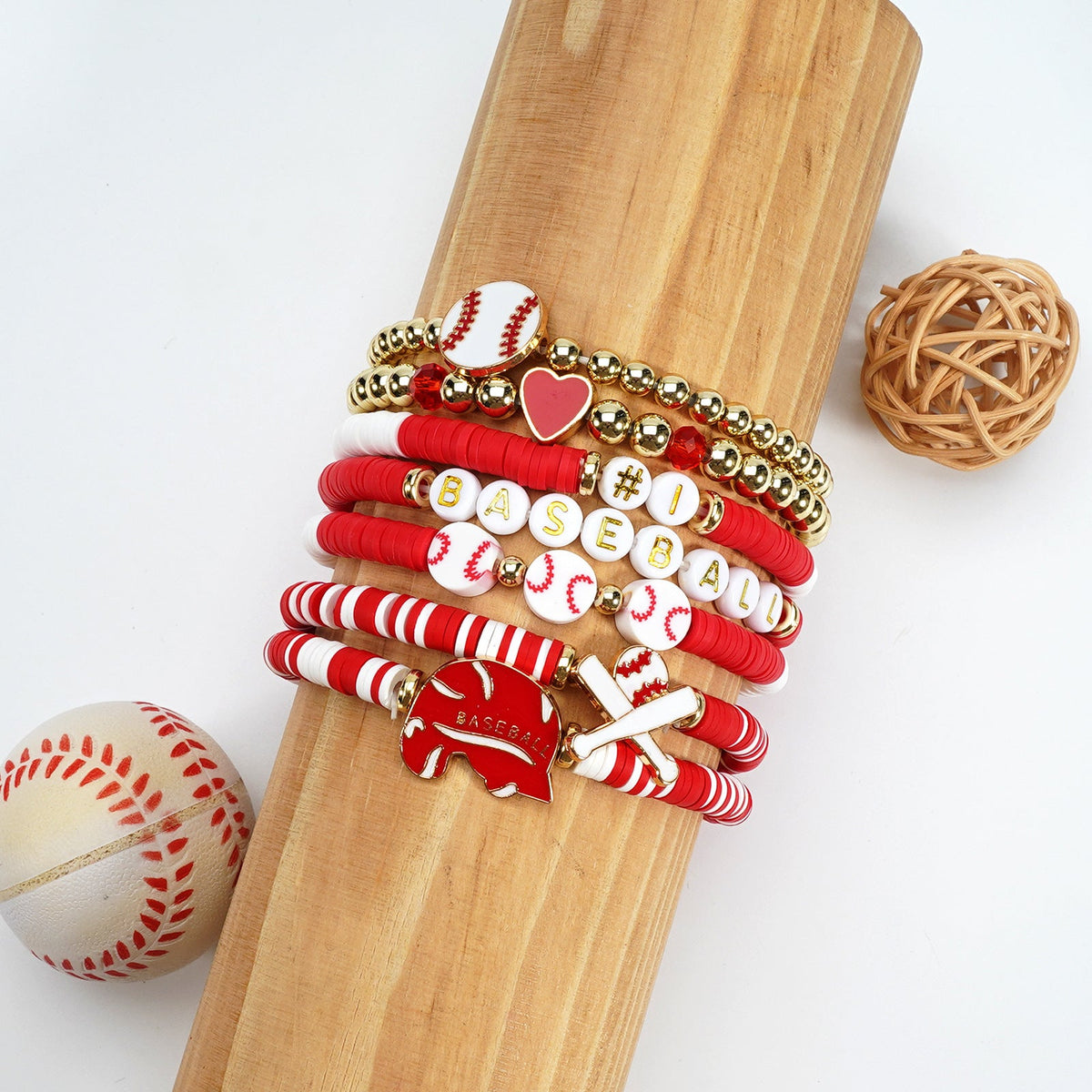 Game Day Polymer Clay Multilayer Fashion Twin Bracelets