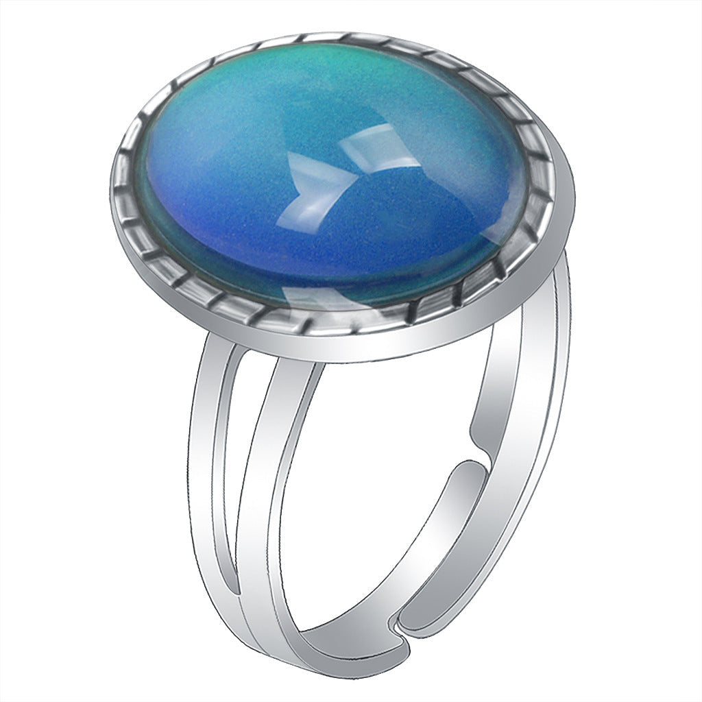 Fashion Charm Female High Profile Retro Gem Temperature Change Ring