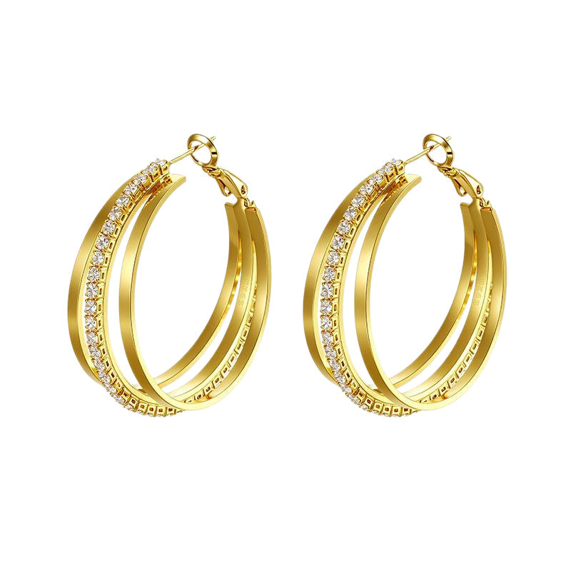 Retro Large Hoop Shaped Diamond French Temperament Affordable Luxury Earrings
