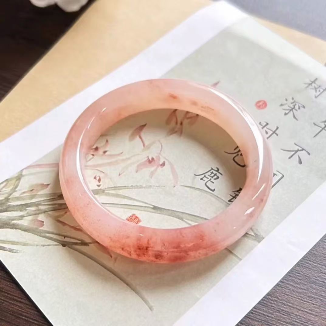 Women's Jade Pink Crystal Round Bar Girlfriends Han Chinese Bracelet