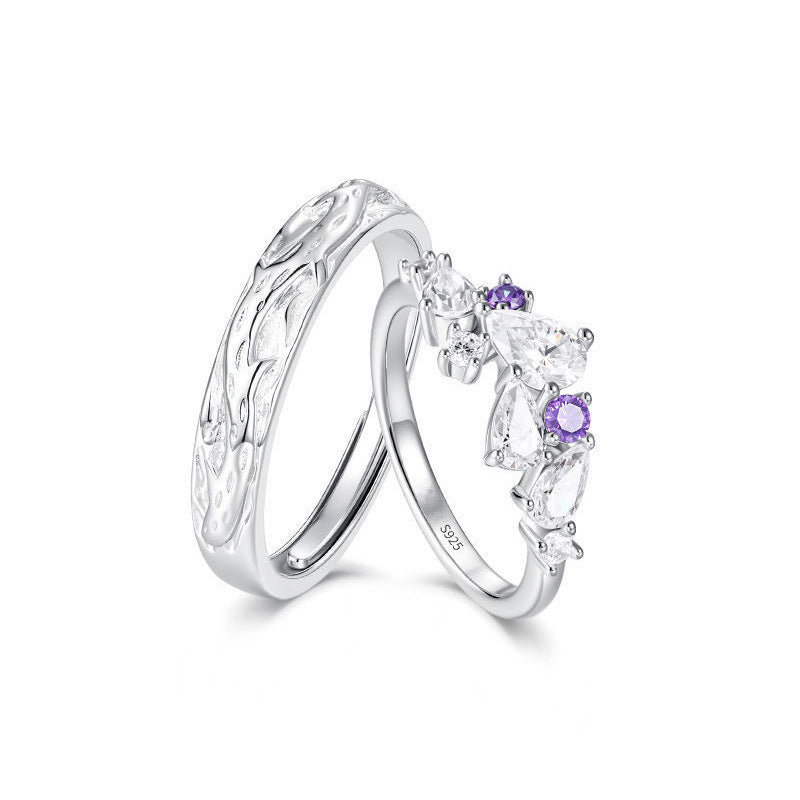 Women's & Men's Wisteria Flower Couple Design Affordable Luxury Fashion Birthday Gift Ring