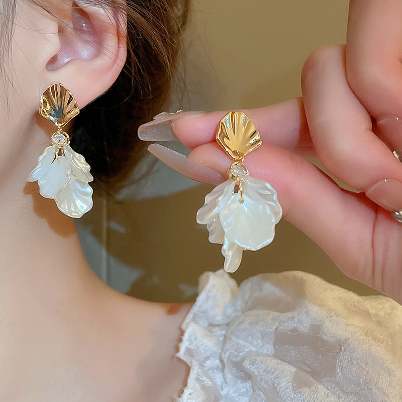 Needle High-grade Flower Tassel Pearl French Fashion Earrings