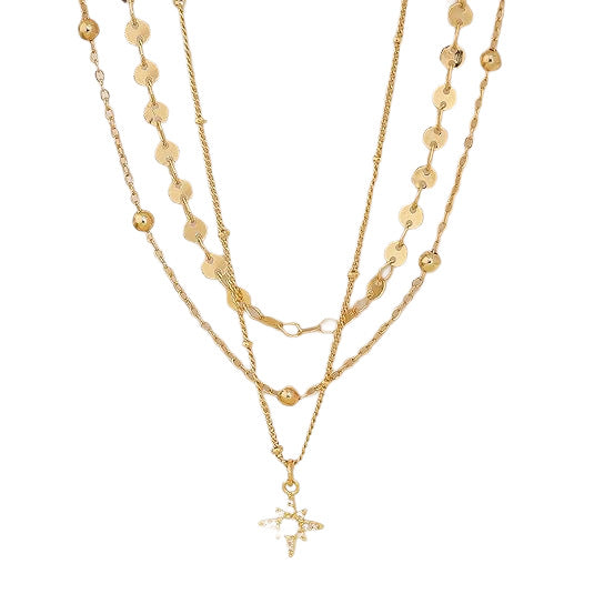 Gold-plated Twin Female Zircon Asterism Light Luxury Necklace