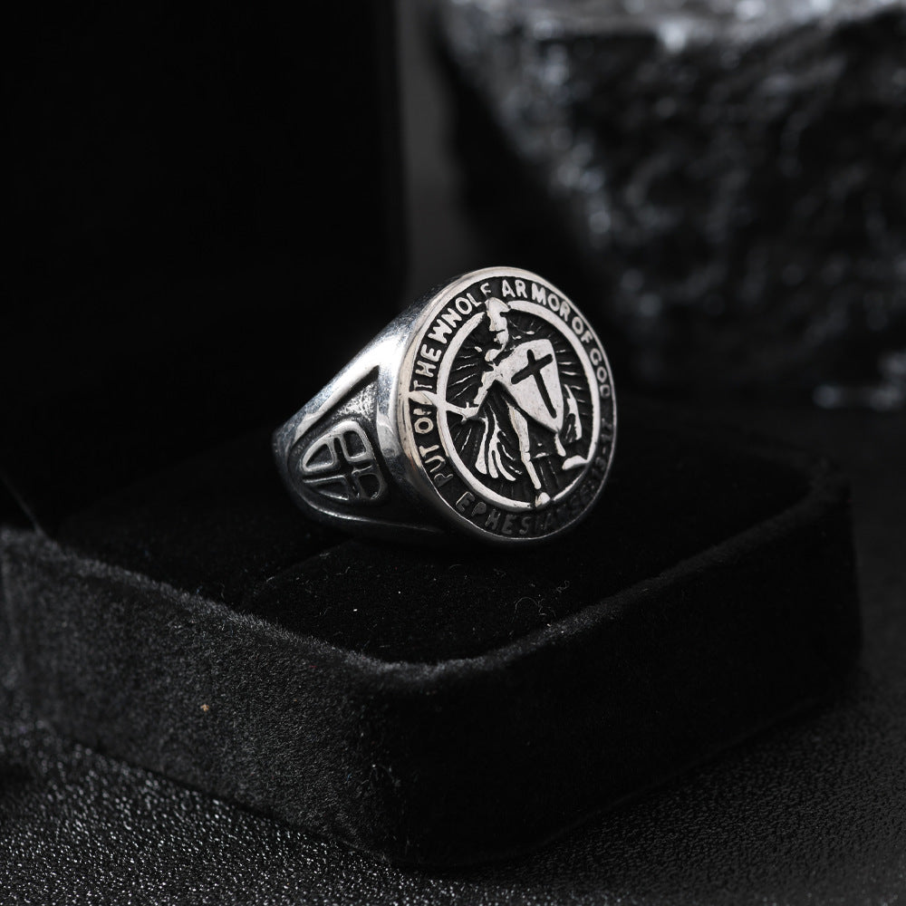 Men's Stainless Steel Cast Geometric Skull Distressed Punk Ring