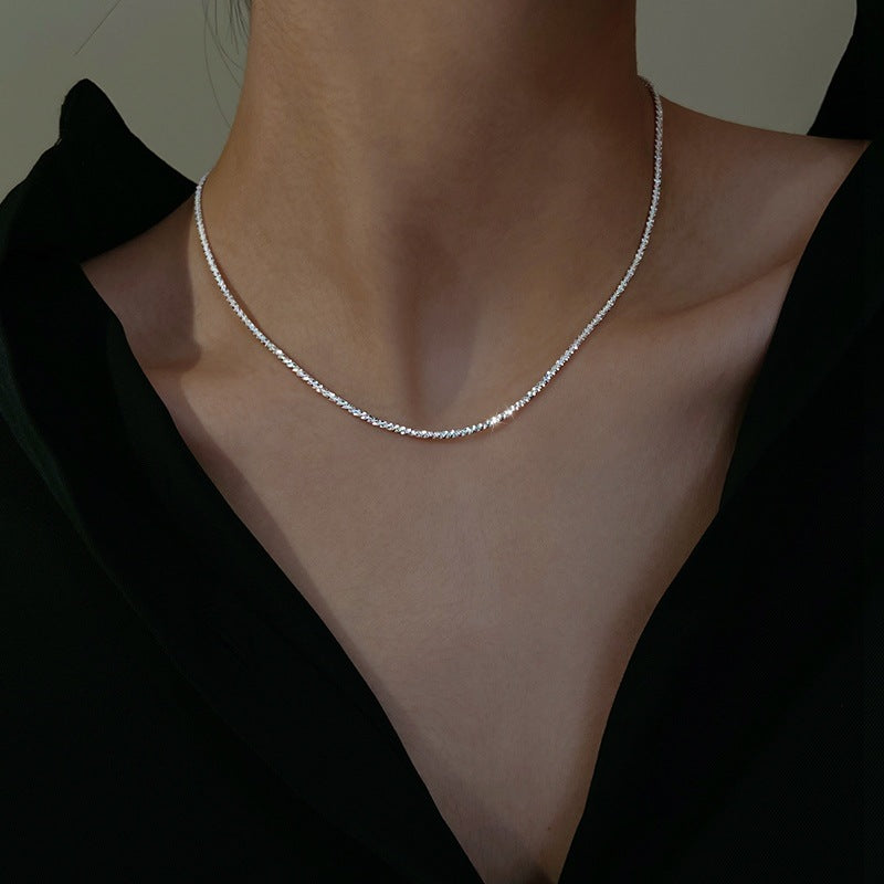 Female Summer Niche Light Luxury Design High-grade Flash Sand Clavicle Necklaces