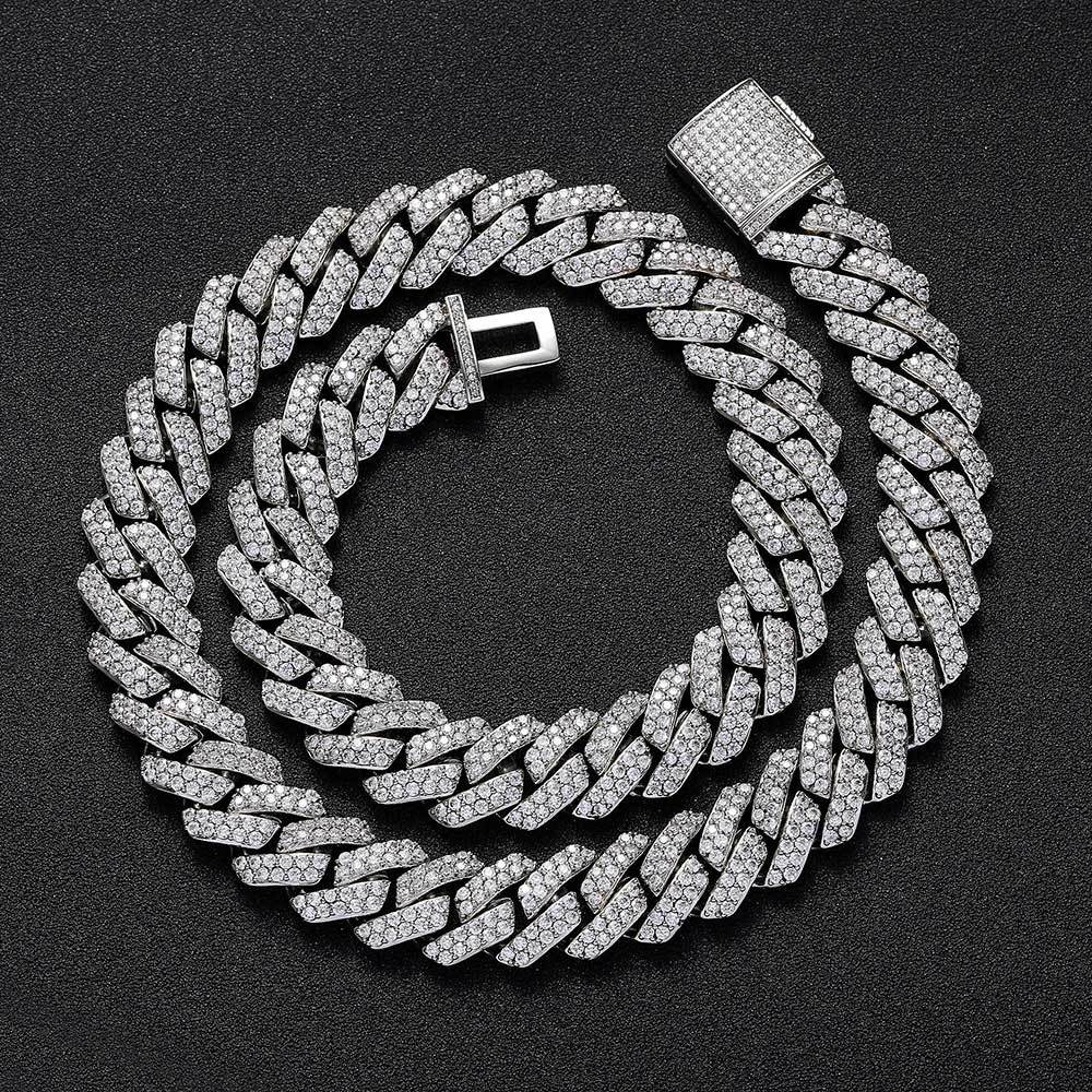 Men's Rhombus Cuban Link Chain Full Rhinestone Necklaces