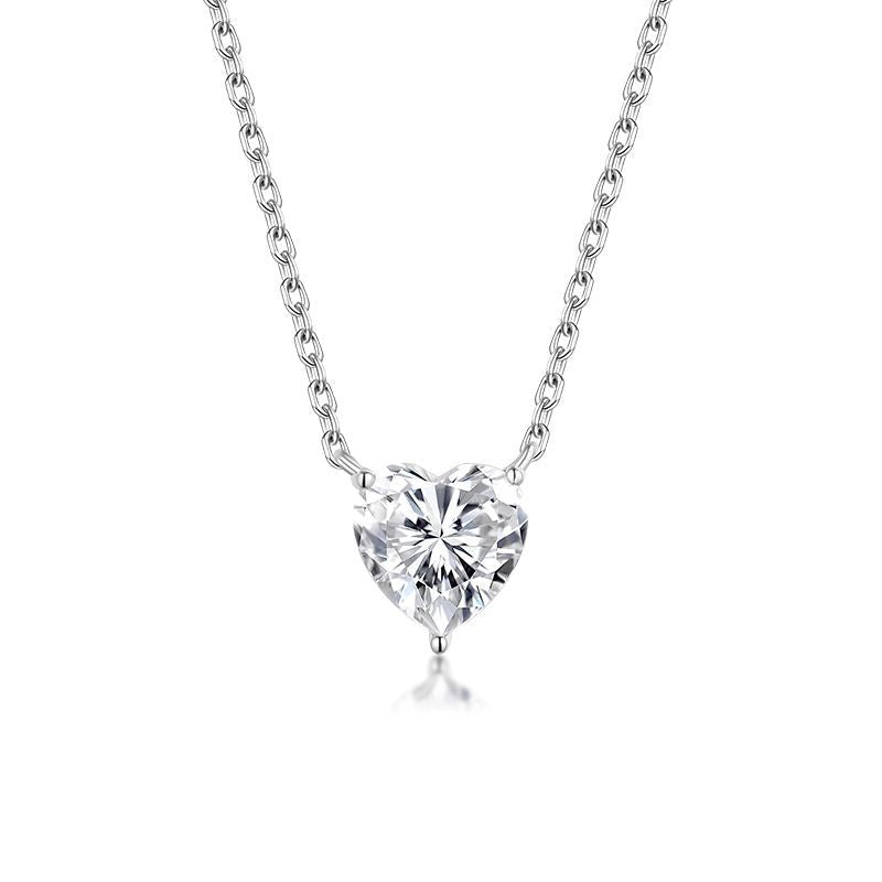 Heart-Shaped D-Color VVS1 Moissanite Pendant Necklace in Sterling Silver with 18K Gold Plating – 8mm Stone, 45cm Chain