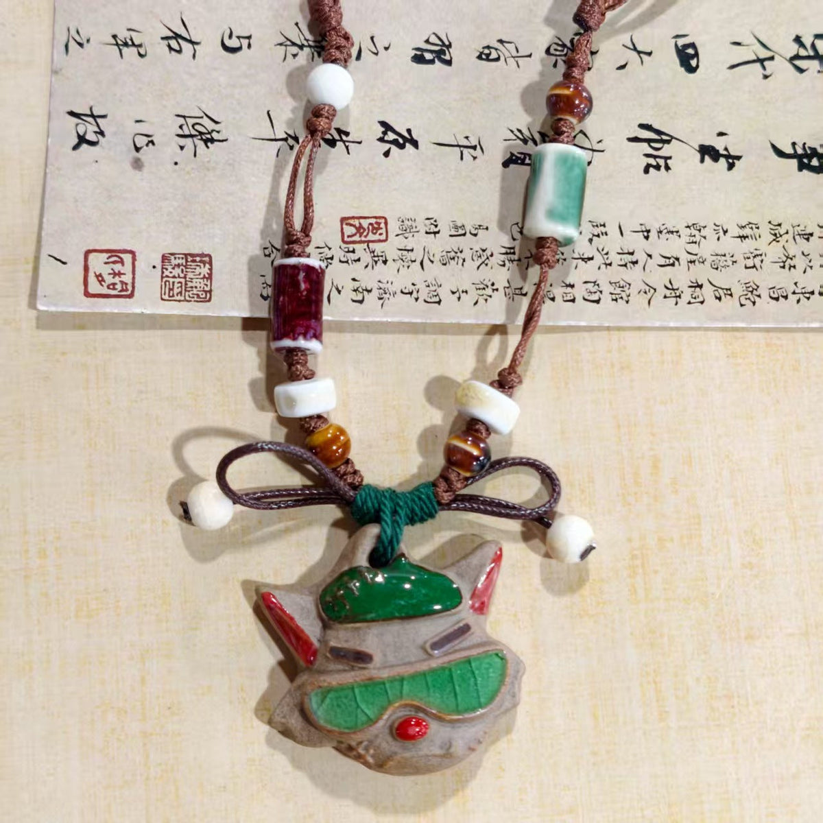 Women's Retro Ethnic Style Ceramic Butterfly Bell Fashionable Necklace