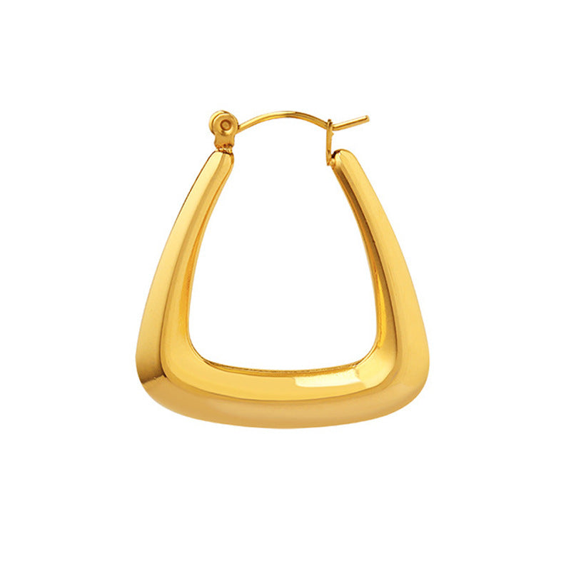 Women's Fashion Geometric Gold Titanium Steel Glossy Pot-shaped Rings
