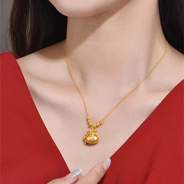 Lucky Bag Fashion Minority Design Micro Inlaid Zircon Beads Clavicle Necklace