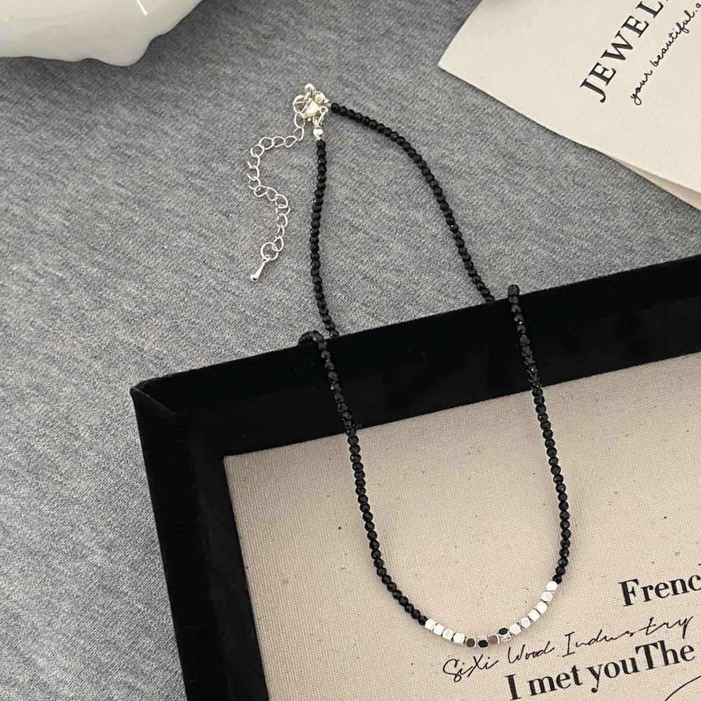 Black Pointed Crystal Clavicle Chain Love National Style High-grade Collar Pendants