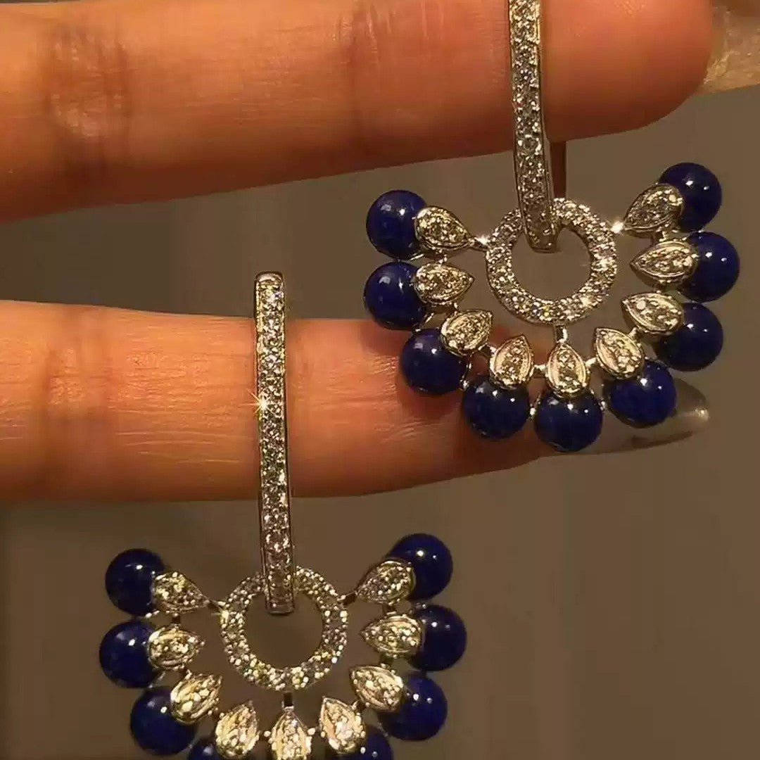 Women's Dark Blue Scallop Retro Affordable Luxury High-grade Temperament Niche Earrings