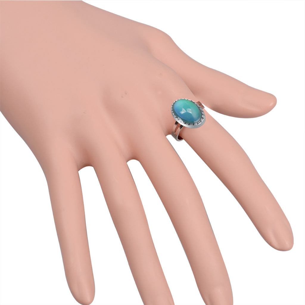 Fashion Charm Female High Profile Retro Gem Temperature Change Ring