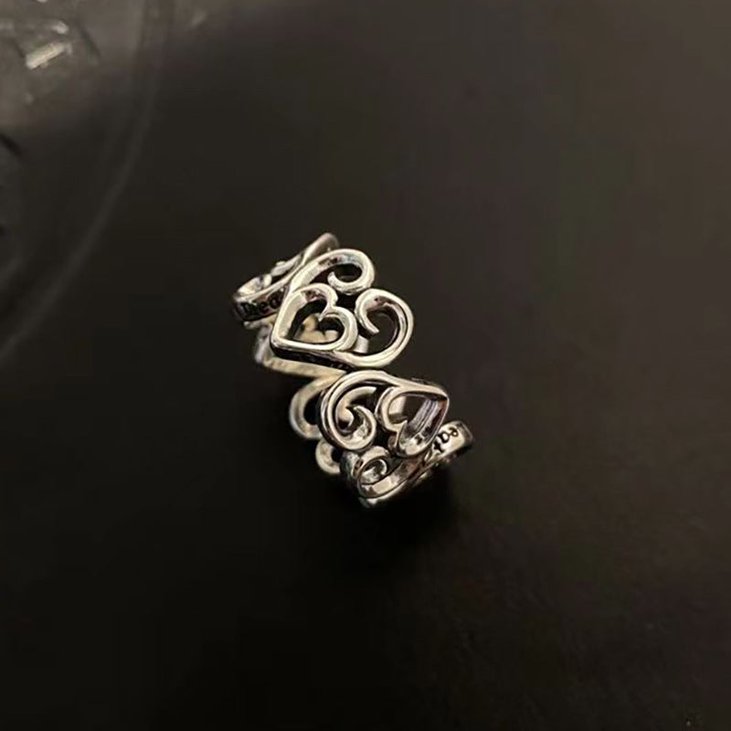 Design Fashionable Letter Carving Retro Simple Sense Trendy Ring