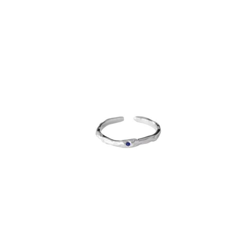 Women's Blue Zircon Irregular Korean Style Simple Design High-grade Texture Rings