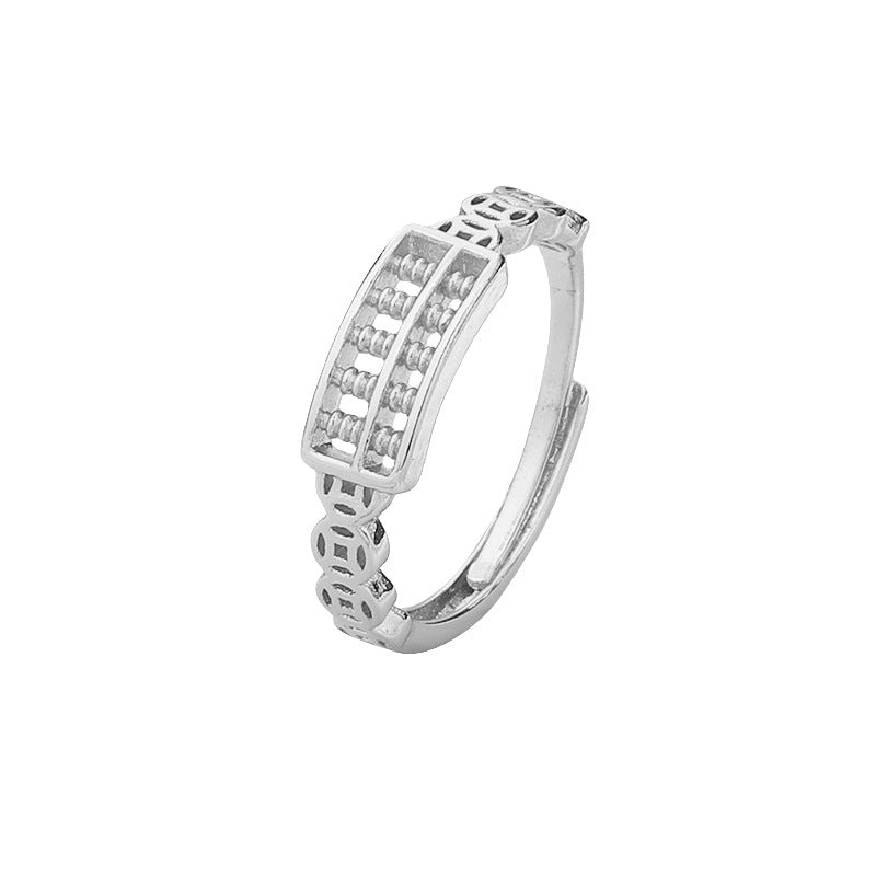 Copper Abacus Chinese Style Personalized Coin Lucky Fashion Adjustable Index Ring