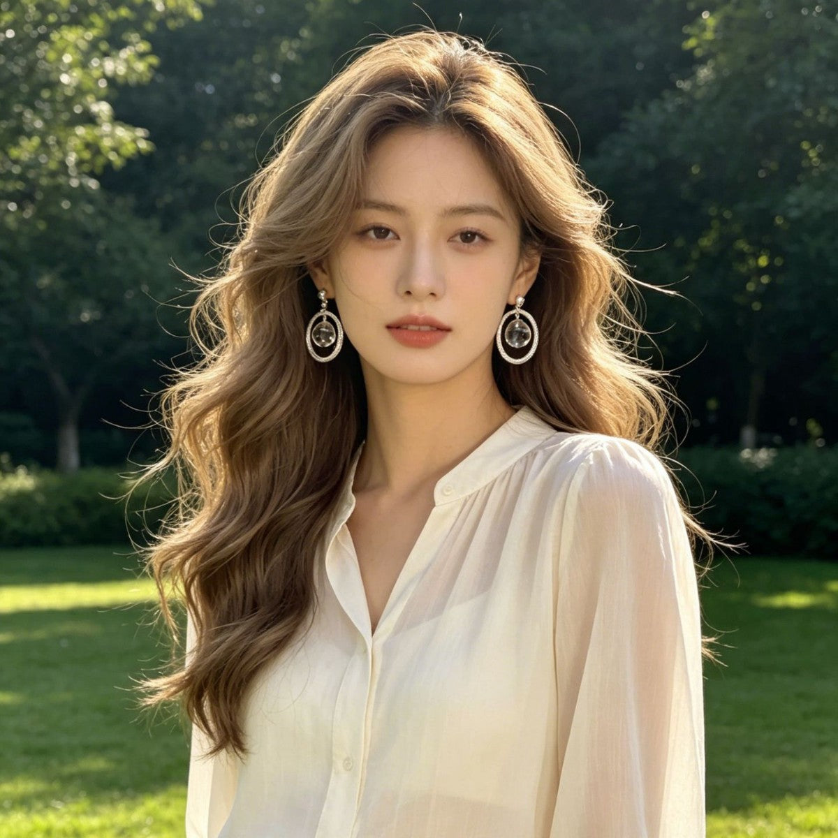 Fashion Popular Niche High Sense Openwork Circle Stud Earrings