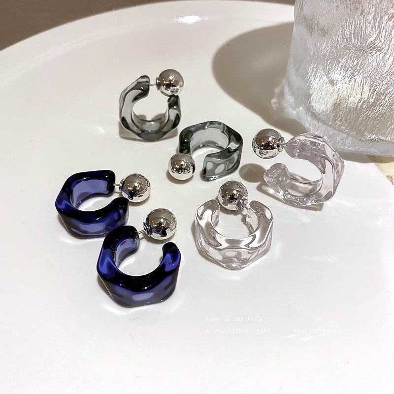 Acrylic Ear Multiple Ways To Wear Shaped Geometric Transparent Stud Earrings