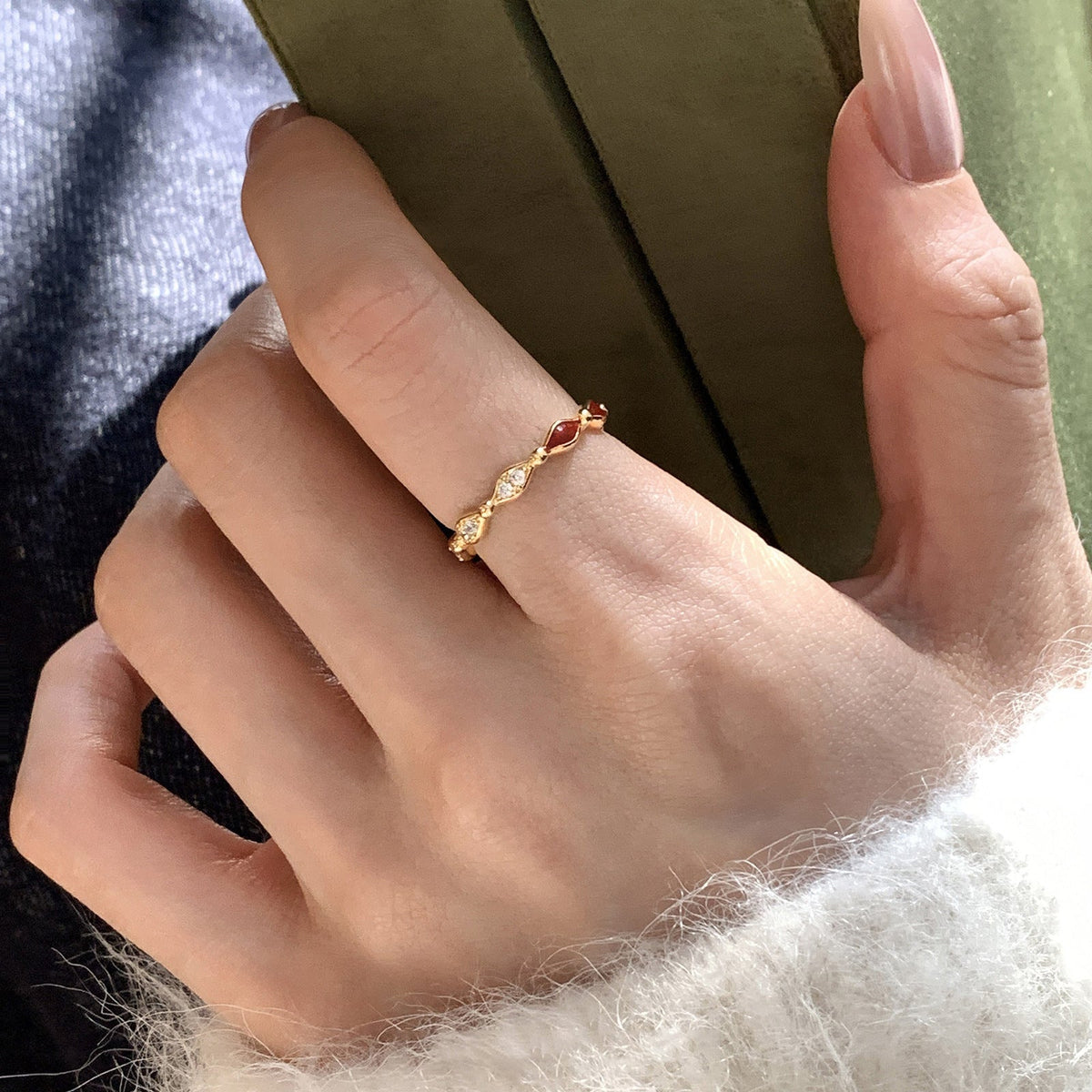 Women's Glaze Diamond Crystal For Niche Design Exquisite Versatile Opening Rings
