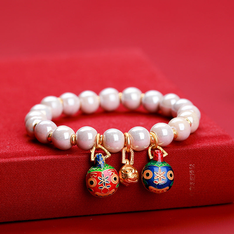 Women's & Men's Fragrant Gray Porcelain Vintage Ethnic Style Handmade Bracelet