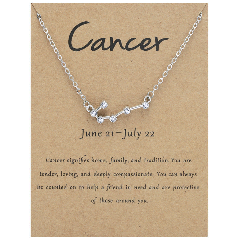 Twee Constellation Brown Card Rhinestone Clavicle Necklaces