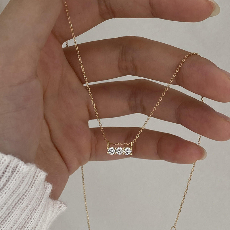 Women's Diamond One-line Flash Zircon Exquisite Light Luxury Personality Fashion Necklace