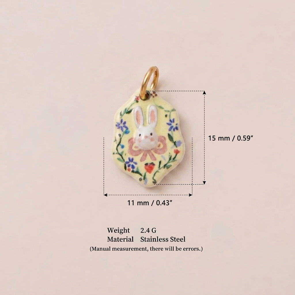 Cartoon Rabbit Long Star Printing Series Gold Color Pendants