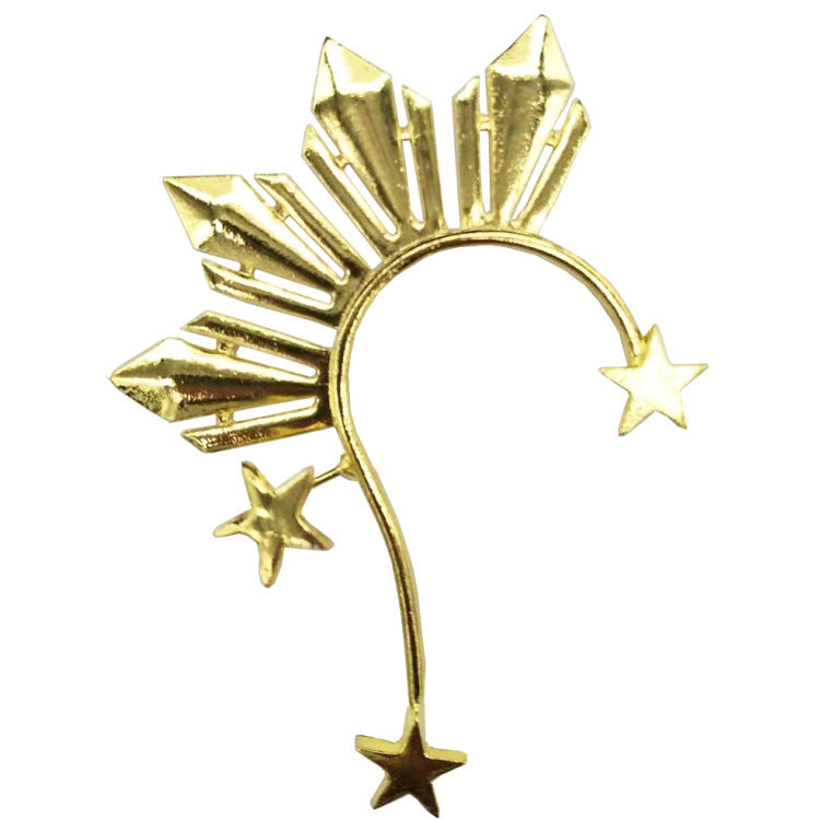 Grandeur Personality Creative Diamond Golden Five-pointed Ear Clip